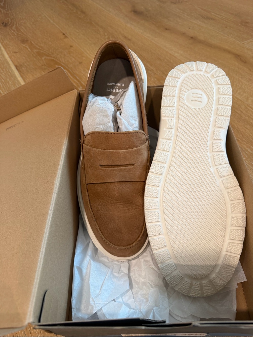Sperry Tan Suede Slip-On Penny Loafers